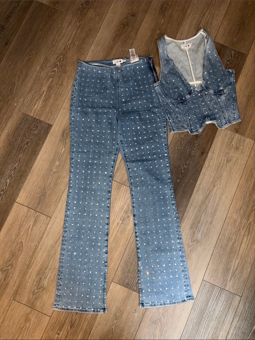 Good American Blue Studded Denim Jeans
